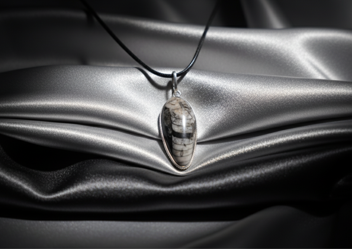 Kuber Stone Pendant ( Orthocerus Fossil )