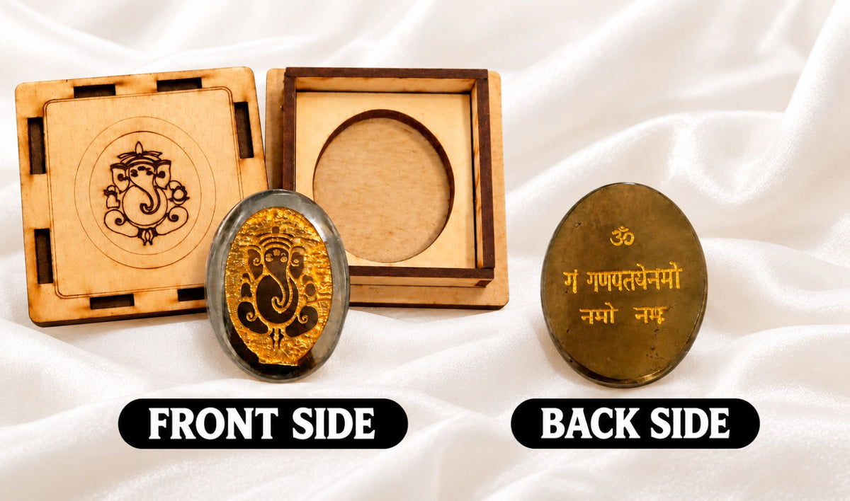 Iron Pyrite Vighnaharta Coin with Mantra