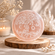 Tree of Life Sun & Moon Balance Selenite Plate