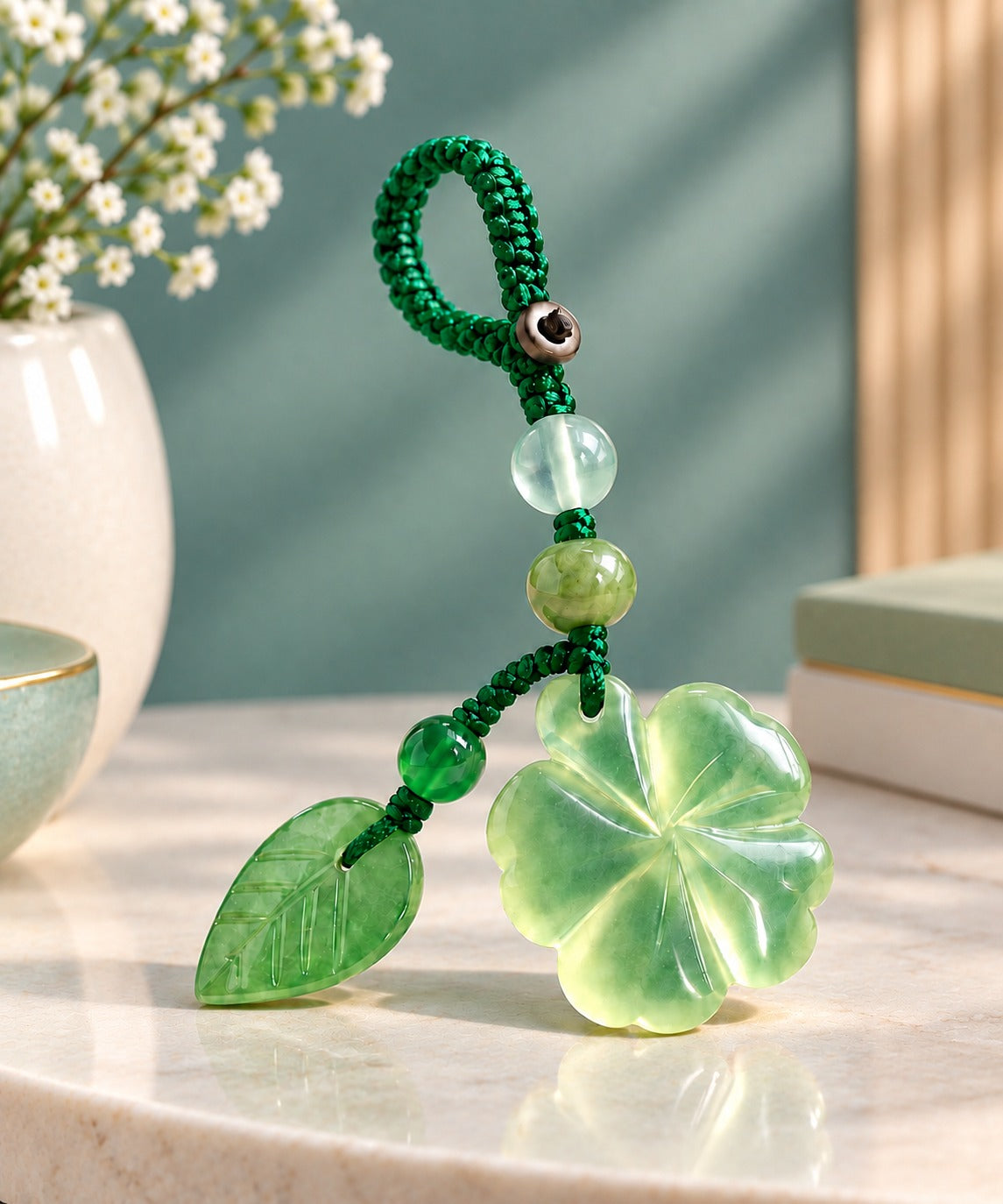 Jade Clover Bag / Keychain Charm