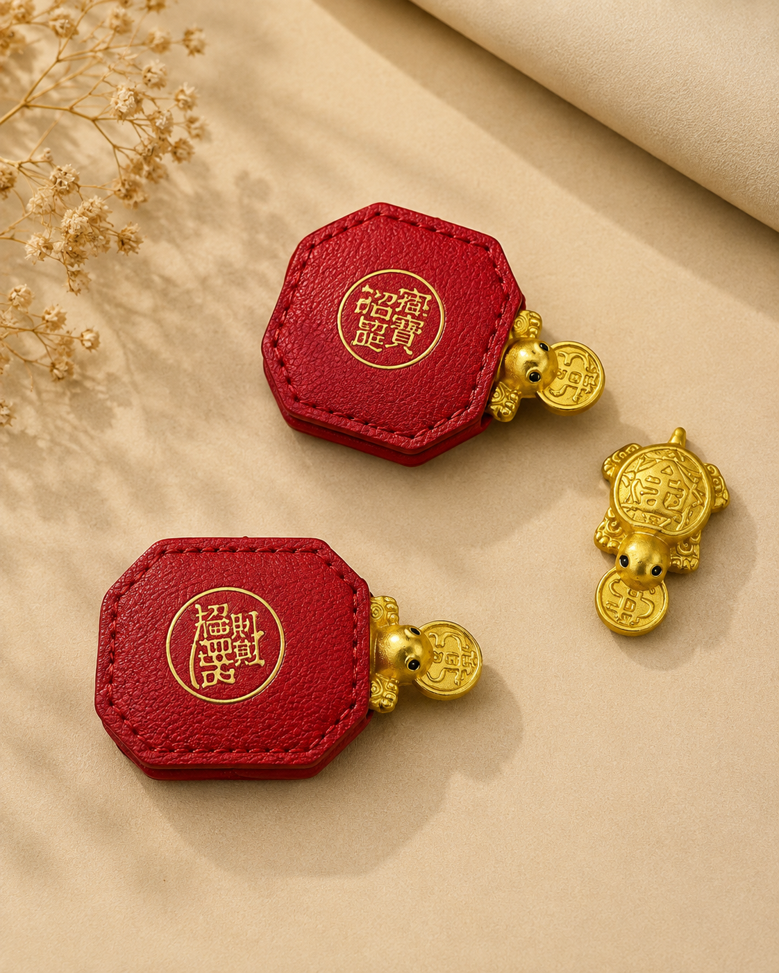 Feng Shui Tortoise with Red Pouch