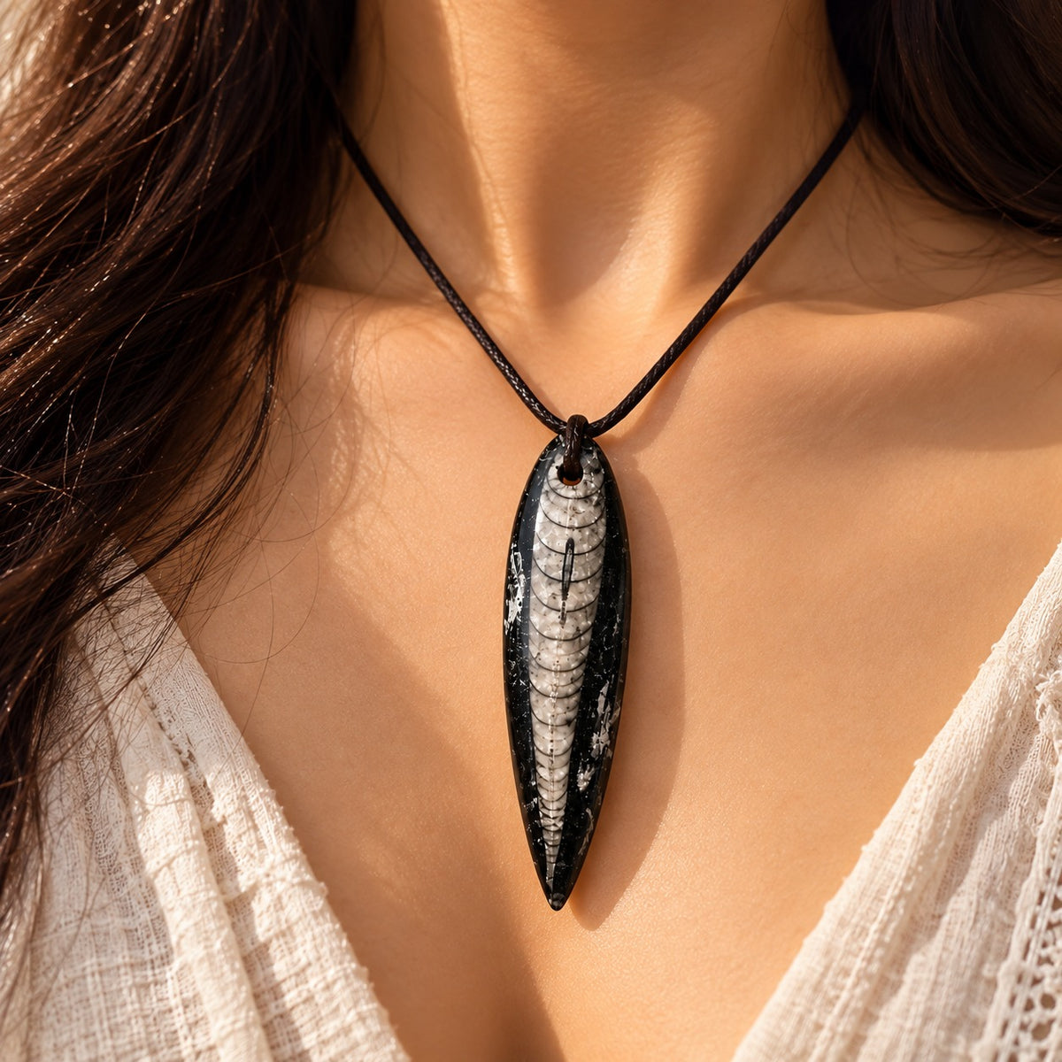 ORTHOCERAS FOSSIL AMULET — KUBER PENDENT FOR WEALTH