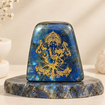 Blue Flashy Labradorite Carved Bappa - Neelmani Bappa