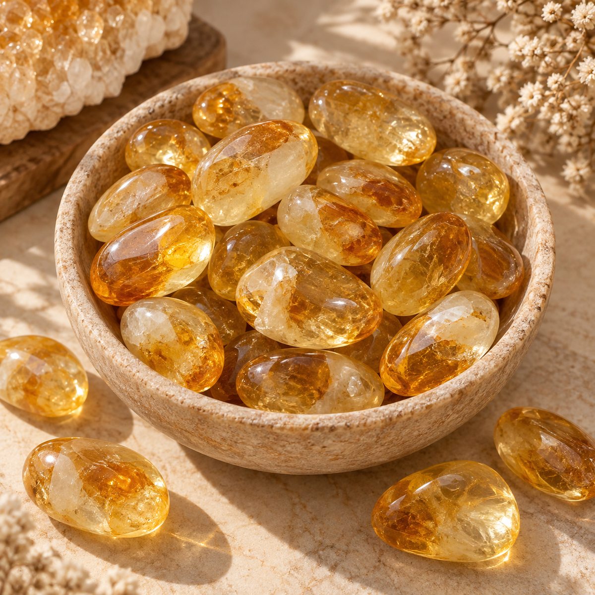 Citrine Natural Raw Tumble — AAA Quality
