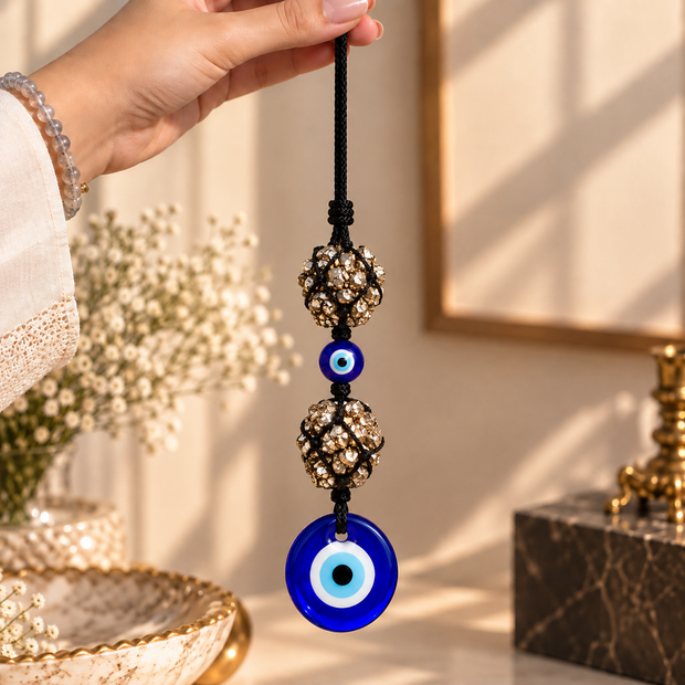 Pyrite Chunks Evil Eye Hanger