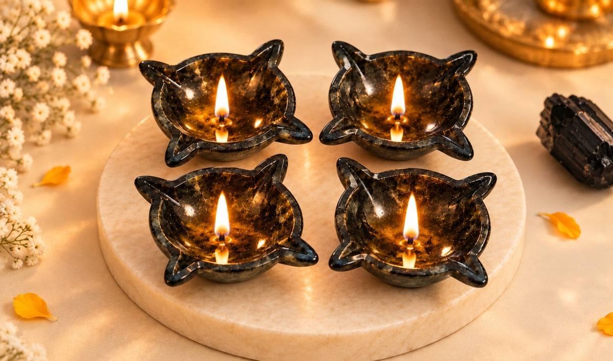 CHOUMUKHI BLACK TOURMALINE CRYSTAL DIYA
