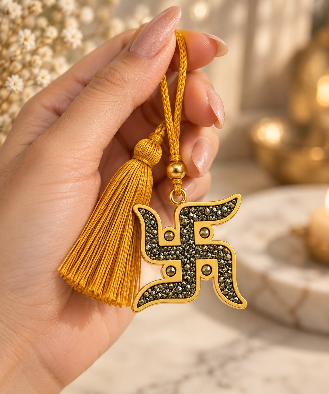 Pyrite Swastik Hanger