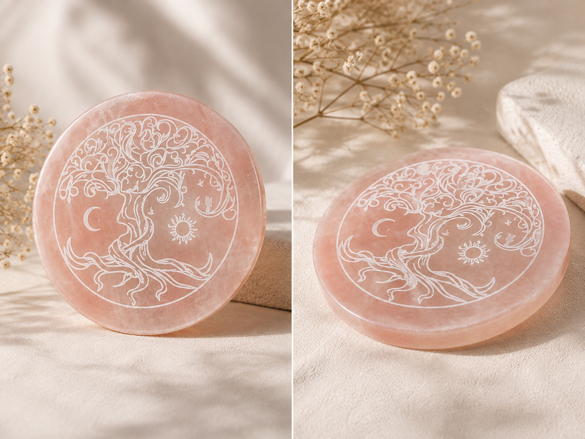 Tree of Life Sun & Moon Balance Selenite Plate