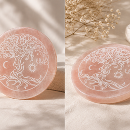 Tree of Life Sun & Moon Balance Selenite Plate