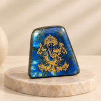 Blue Flashy Labradorite Carved Bappa - Neelmani Bappa