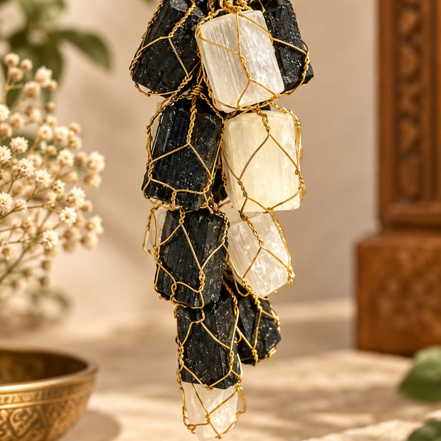 Black Tourmaline & Selenite Hanger
