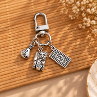 Lucky Cat Dollar Bill and Money Bag Keychain / Charm