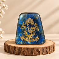 Blue Flashy Labradorite Carved Bappa - Neelmani Bappa