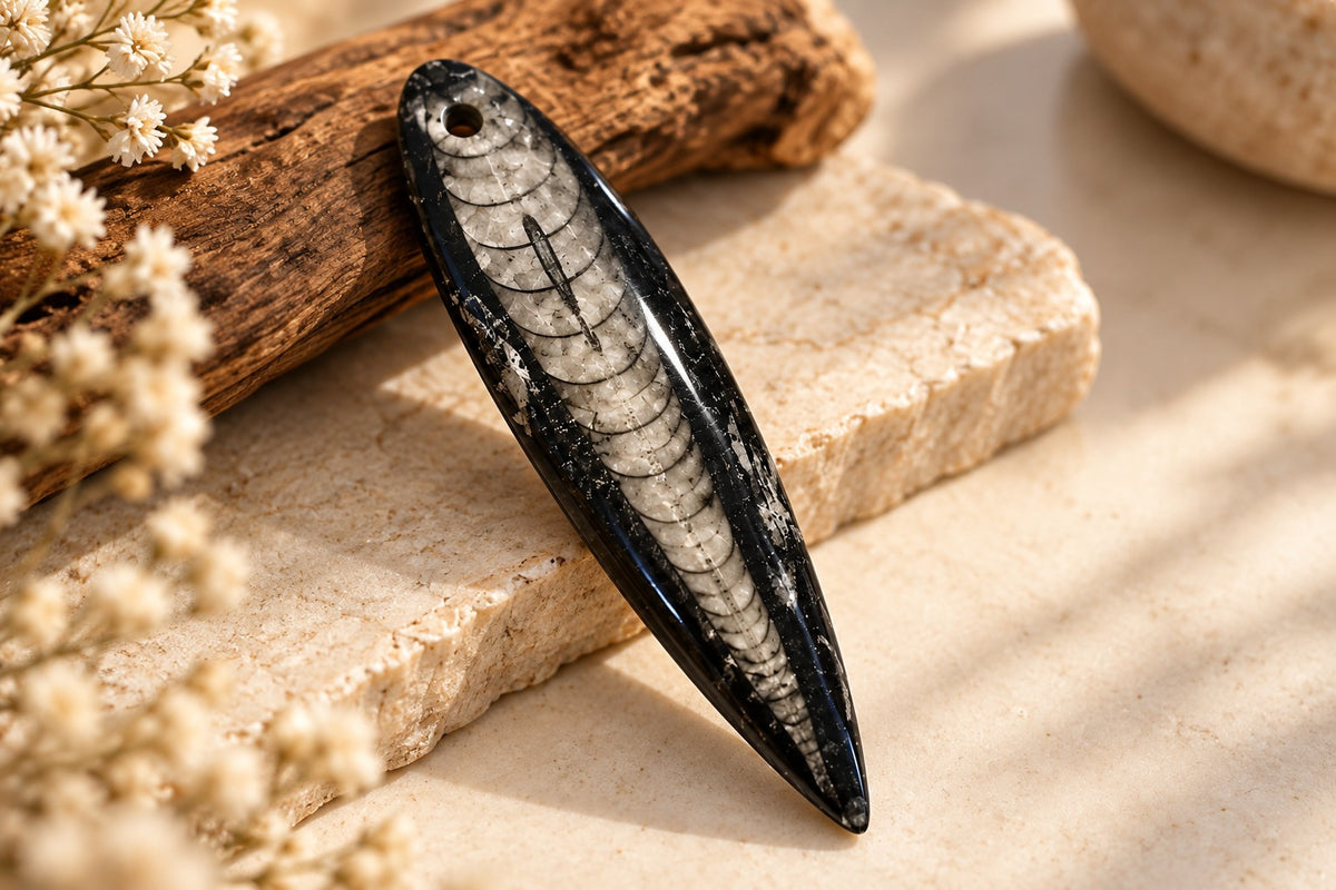 ORTHOCERAS FOSSIL AMULET — KUBER PENDENT FOR WEALTH