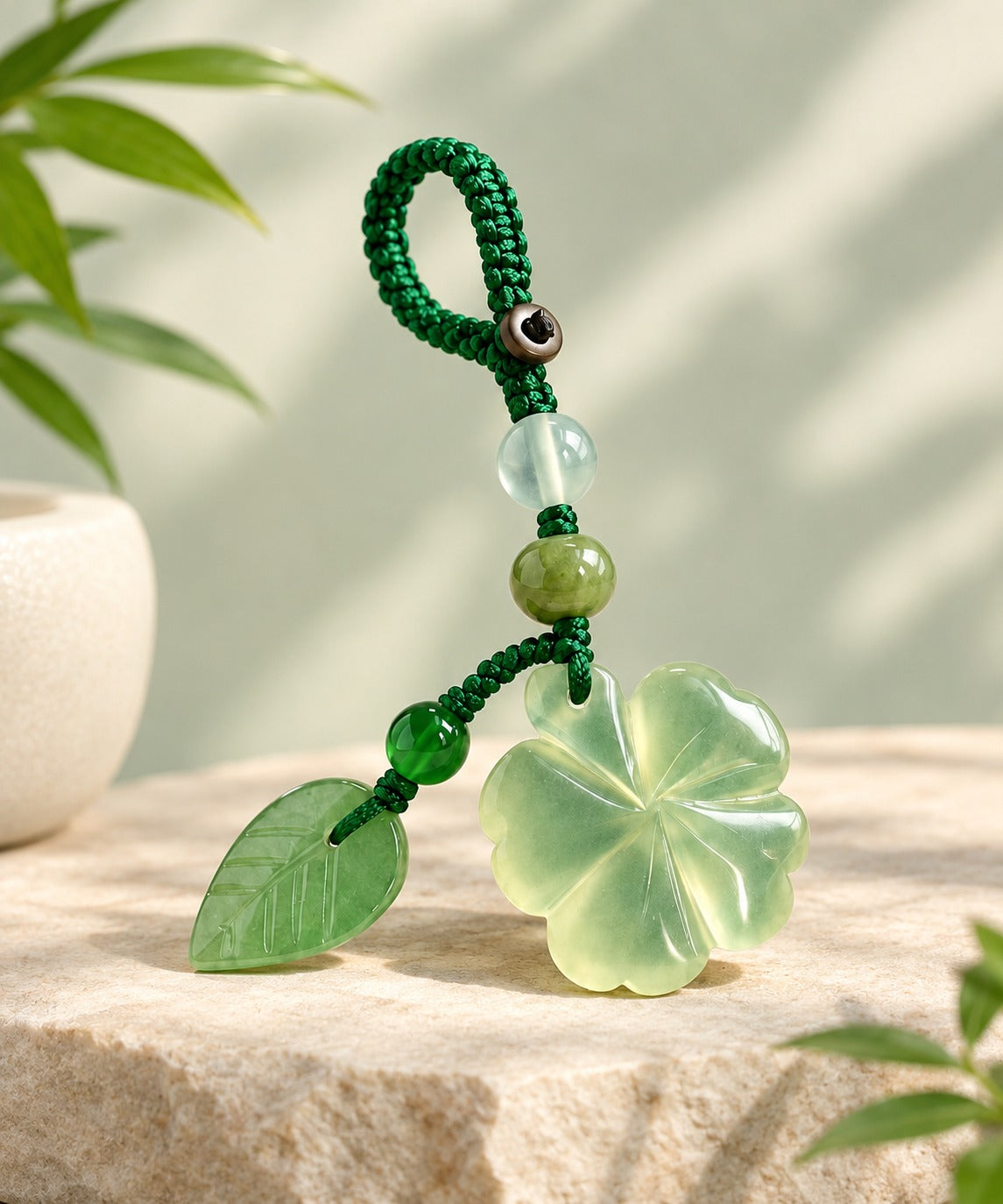 Jade Clover Bag / Keychain Charm