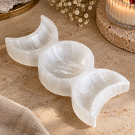 Selenite Triple Moon Plate