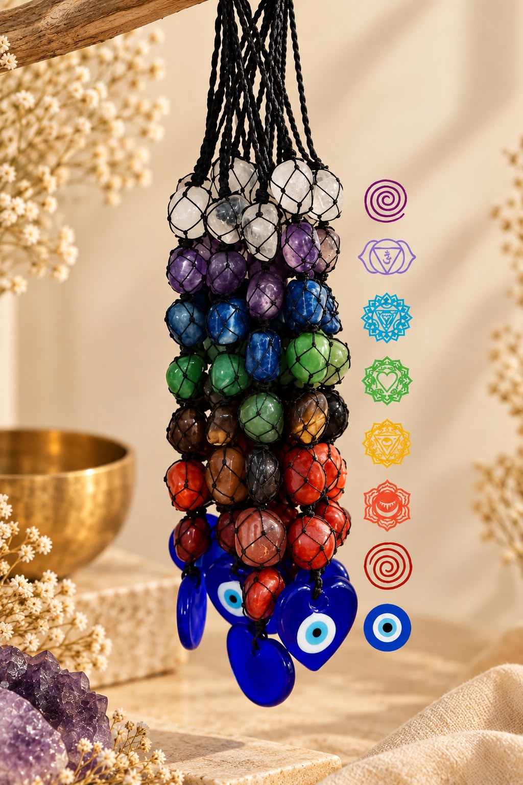 7 Chakra Tumble Evil Eye Hanger