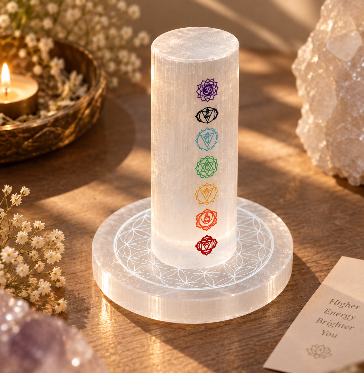 7 Chakra Selenite Stacking Stand