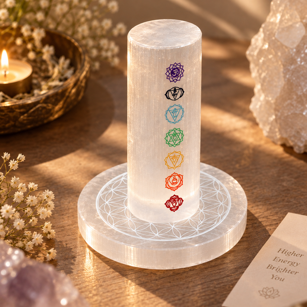 7 Chakra Selenite Stacking Stand