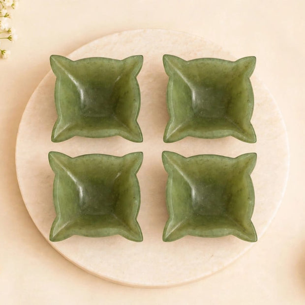 CHOUMUKHI GREEN AVENTURINE CRYSTAL DIYA