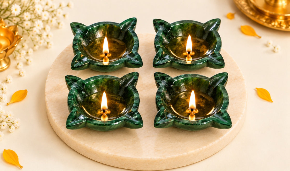 CHOUMUKHI JADE CRYSTAL DIYA