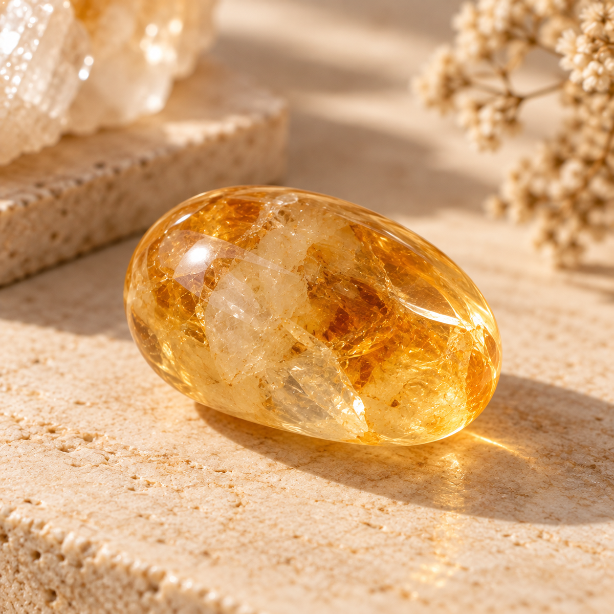 Citrine Natural Raw Tumble — AAA Quality