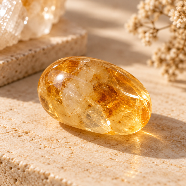 Citrine Natural Raw Tumble — AAA Quality