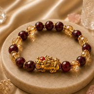 Elite Abundance Mixel — Citrine + Ruby with Golden Pixiu