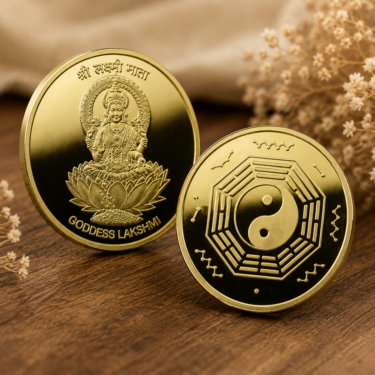 Lakshmi Coin with Yin-Yang Back