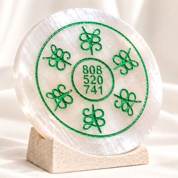 Money Zibu & Money Code  Selenite Round Plate